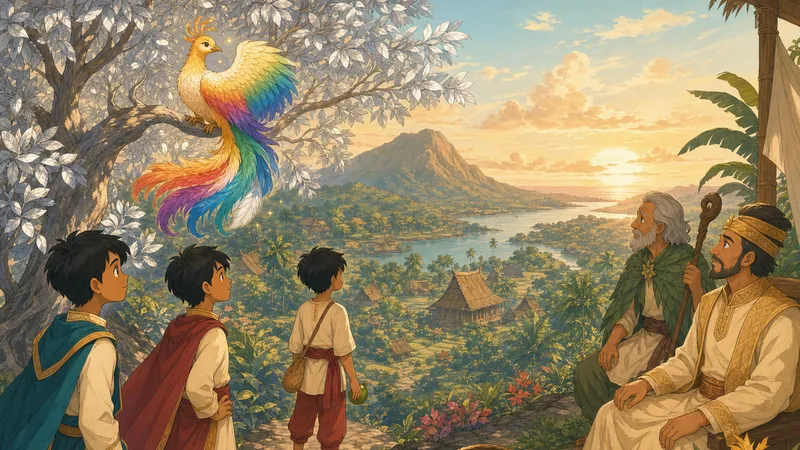 Ibong Adarna – den syngende helbrederfuglen — illustrasjon fra Filipino Tales