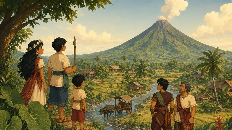 Daragang Magayon og vulkanen Mayon — illustrasjon fra Filipino Tales