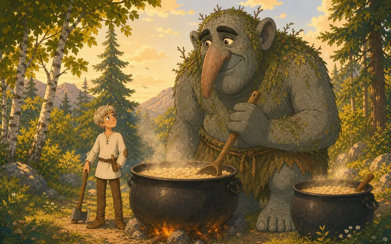 Askeladden og trollet — illustrasjon fra Nordic Tales